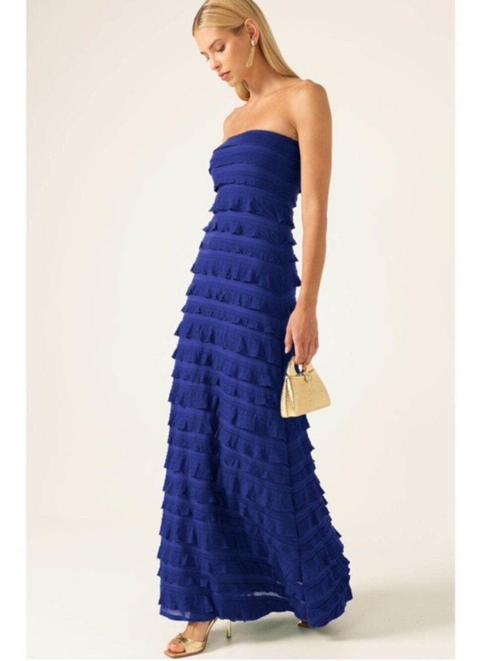 Tadashi Shoji Royal Blue Strapless Evening Gown sz 14